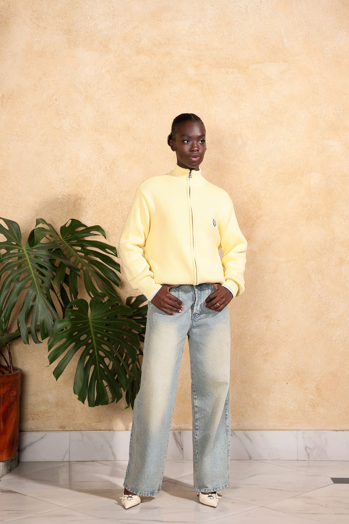 KNIT ZIP-UP — BUTTER