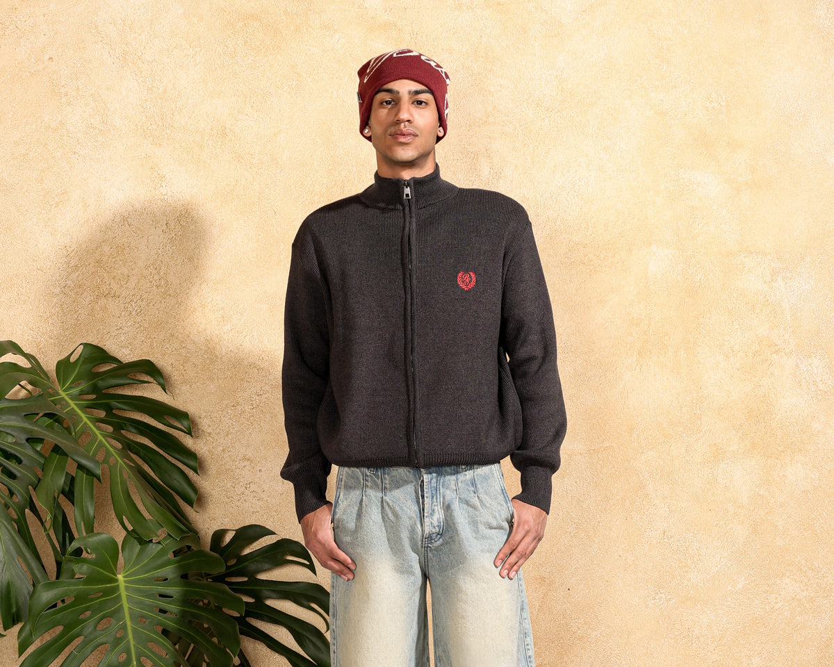 KNIT ZIP-UP — SHADOW GREY