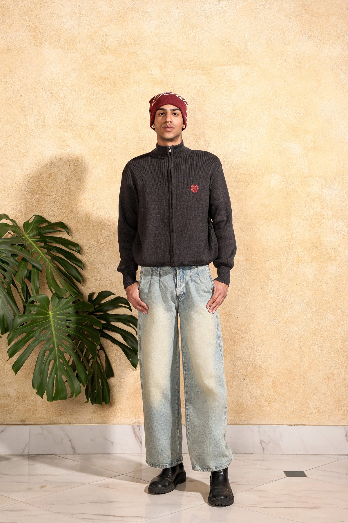 KNIT ZIP-UP — SHADOW GREY
