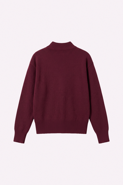 Knit Zip-Up — Burgundy — espalda