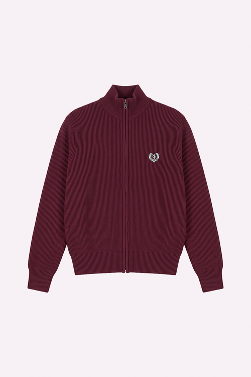 Knit Zip-Up — Burgundy — frente