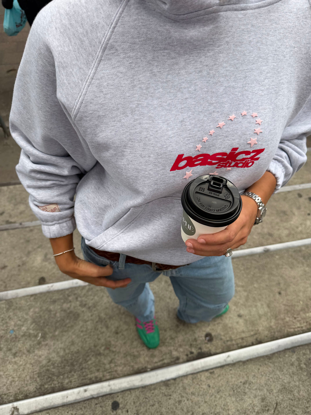 STAR HOODIE LIGHT GREY