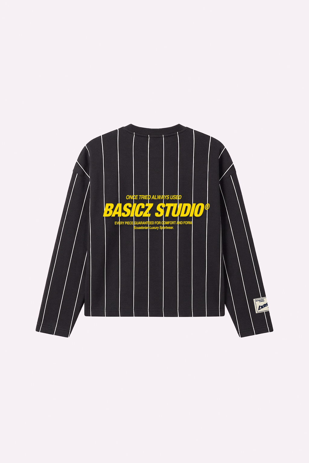 Loyalty Crewneck — Black Pinstripe — espalda