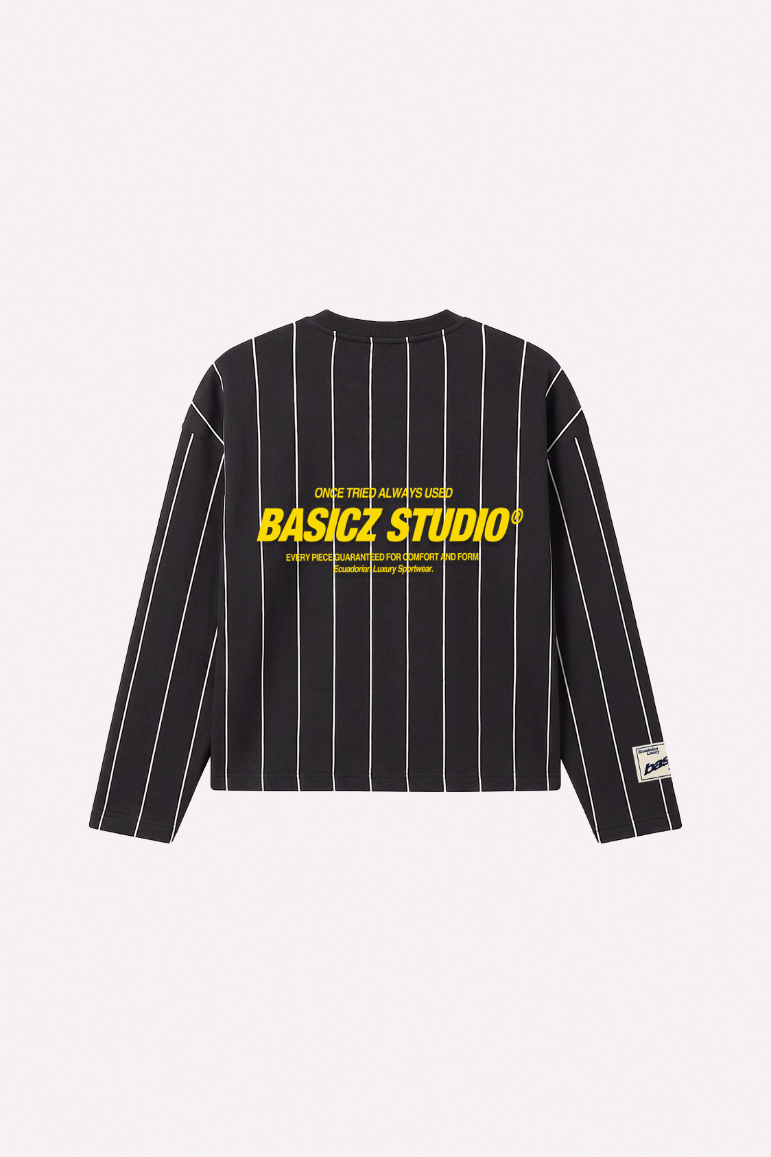 Loyalty Crewneck — Black Pinstripe — espalda