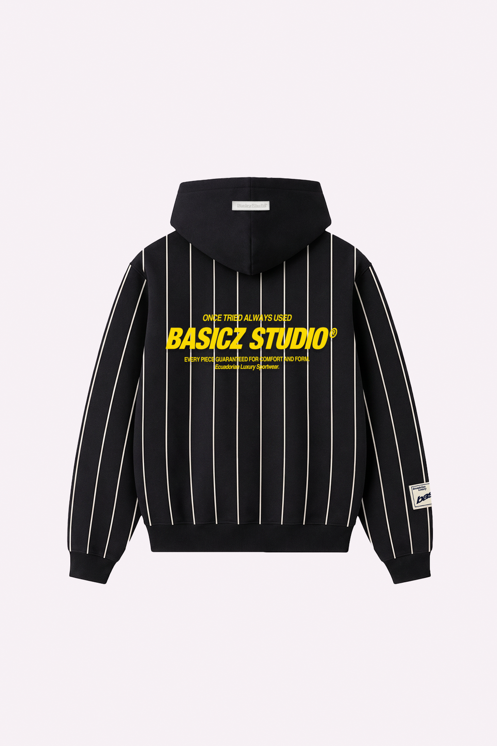Loyalty Hoodie — Black Pinstripe — espalda