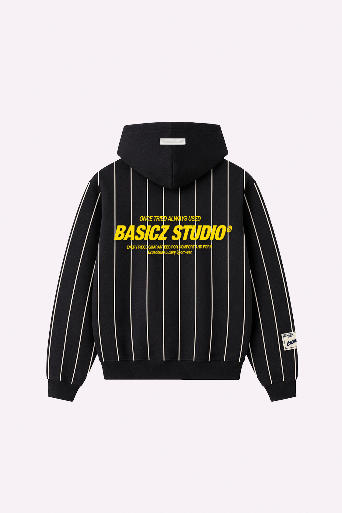 Loyalty Hoodie — Black Pinstripe — espalda
